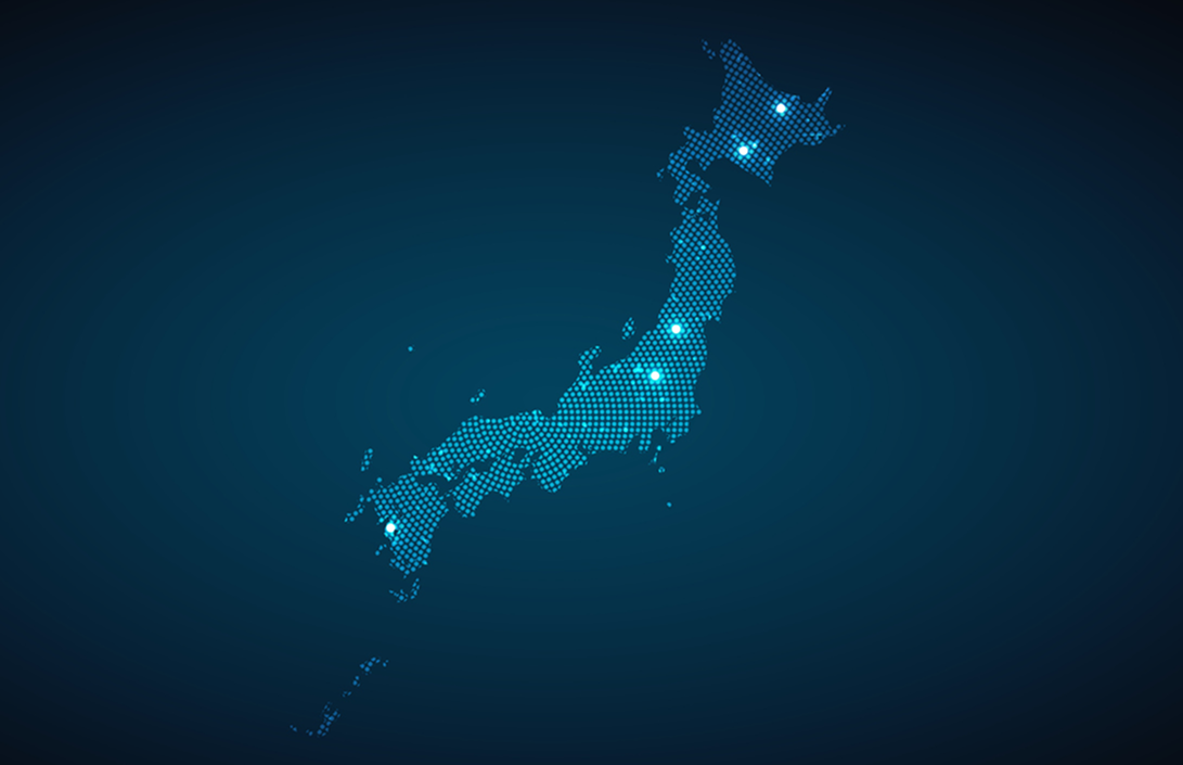 Map of Japan showing coverage regions